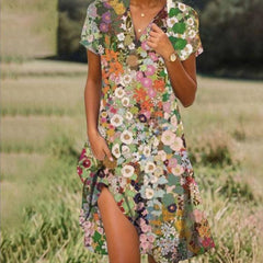 Grøn med blomster